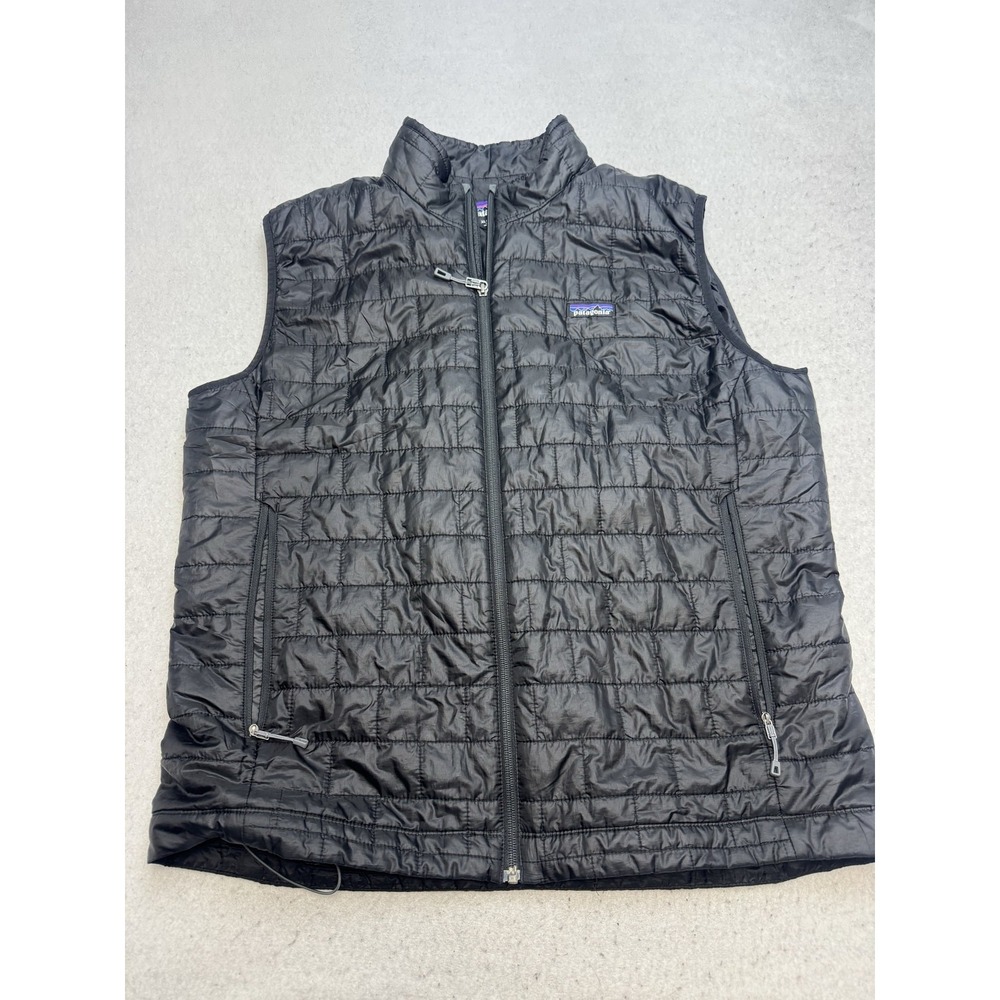 Patagonia Vest Mens XL Black Quilted Nano Puffer Insulated Full Zip Outdoor